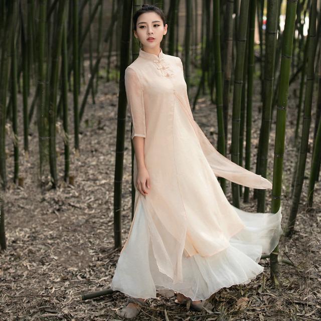 蕾丝 汉服旗袍,代表中国茶文化,穿上品味茶人生