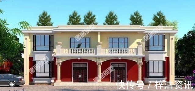 双拼别墅|宽18米左右，两层农村双拼别墅，简单户型更适合老家建！