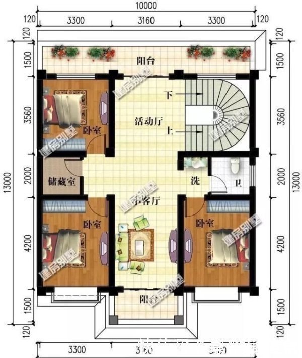 占地面积|3栋面宽10米的自建房，都用到弧形楼梯，乡村生活也会让人羡慕