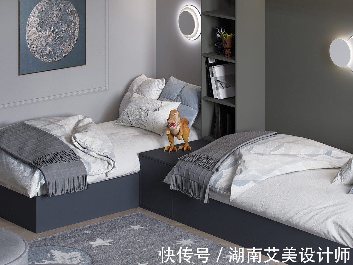 灰色|198平软装设计,深蓝色与灰色的碰撞
