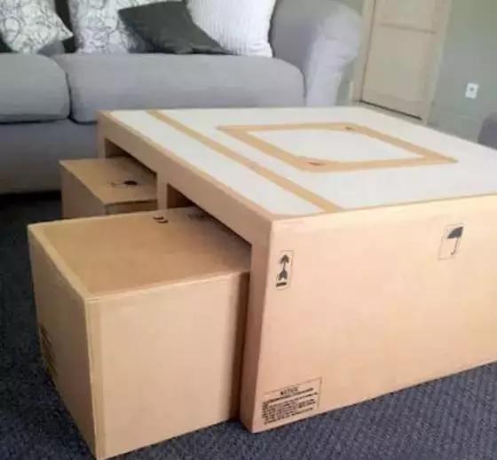 瓦楞纸|家里厚纸箱,以后统统留下来,一通粘贴,竟然连家具都不用买了