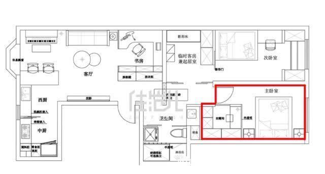 主卧|78㎡纯白色的家,爆改大三倍,还多出西厨、书房、衣帽间?!