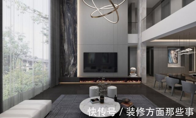 简约|470m2现代简约设计,挑空的客厅开阔清朗,极简的既视感呼之欲出