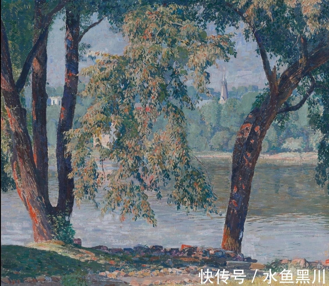 风景$印象派风景油画:他使用别致的小笔触描绘光,描绘阳光下的大自然