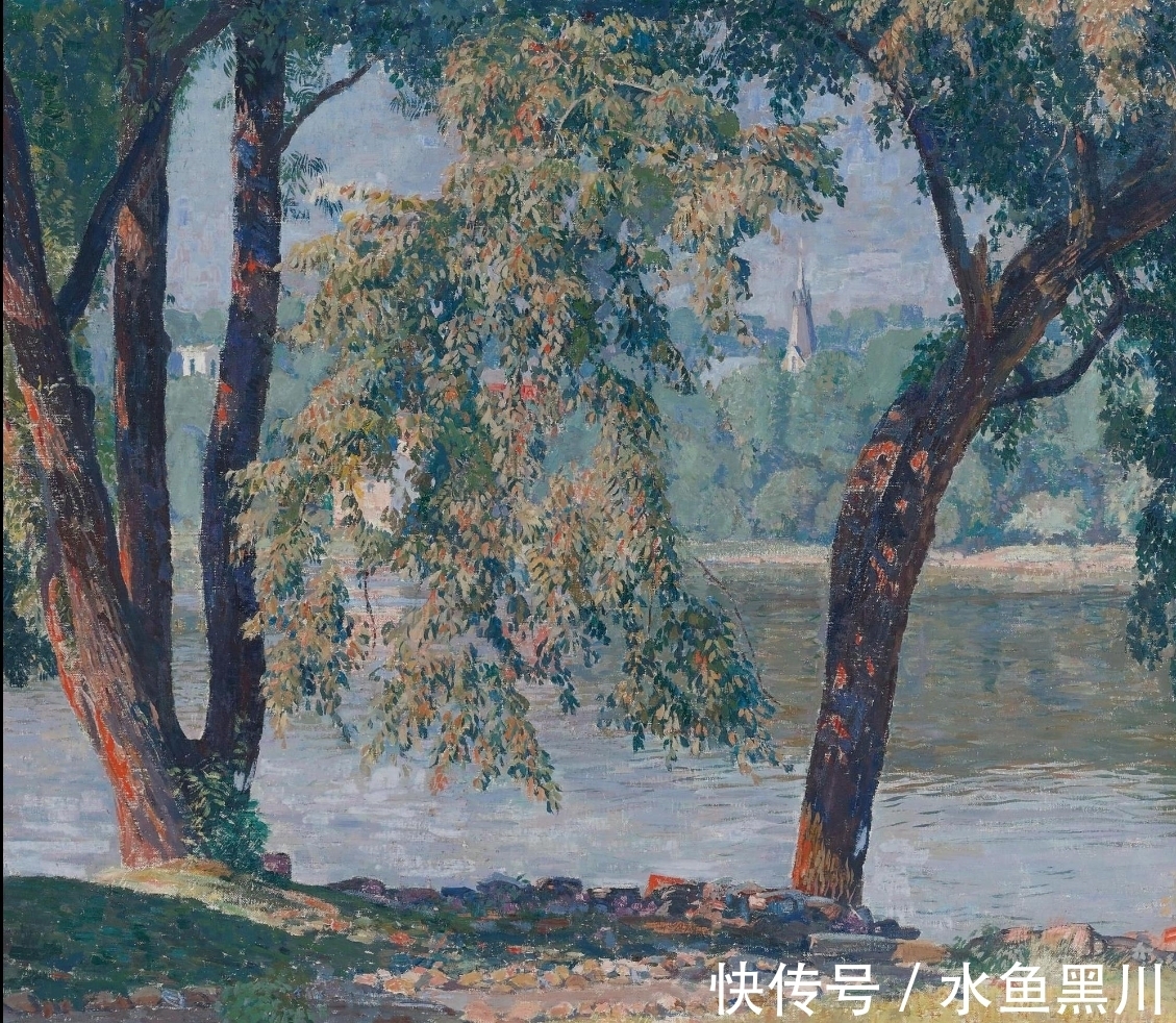 风景$印象派风景油画：他使用别致的小笔触描绘光，描绘阳光下的大自然