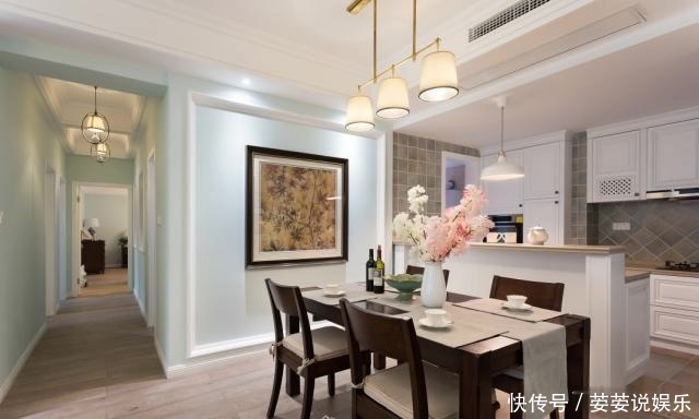 装修|160㎡清新蓝绿的美式装修，温馨三居室，是家的感觉