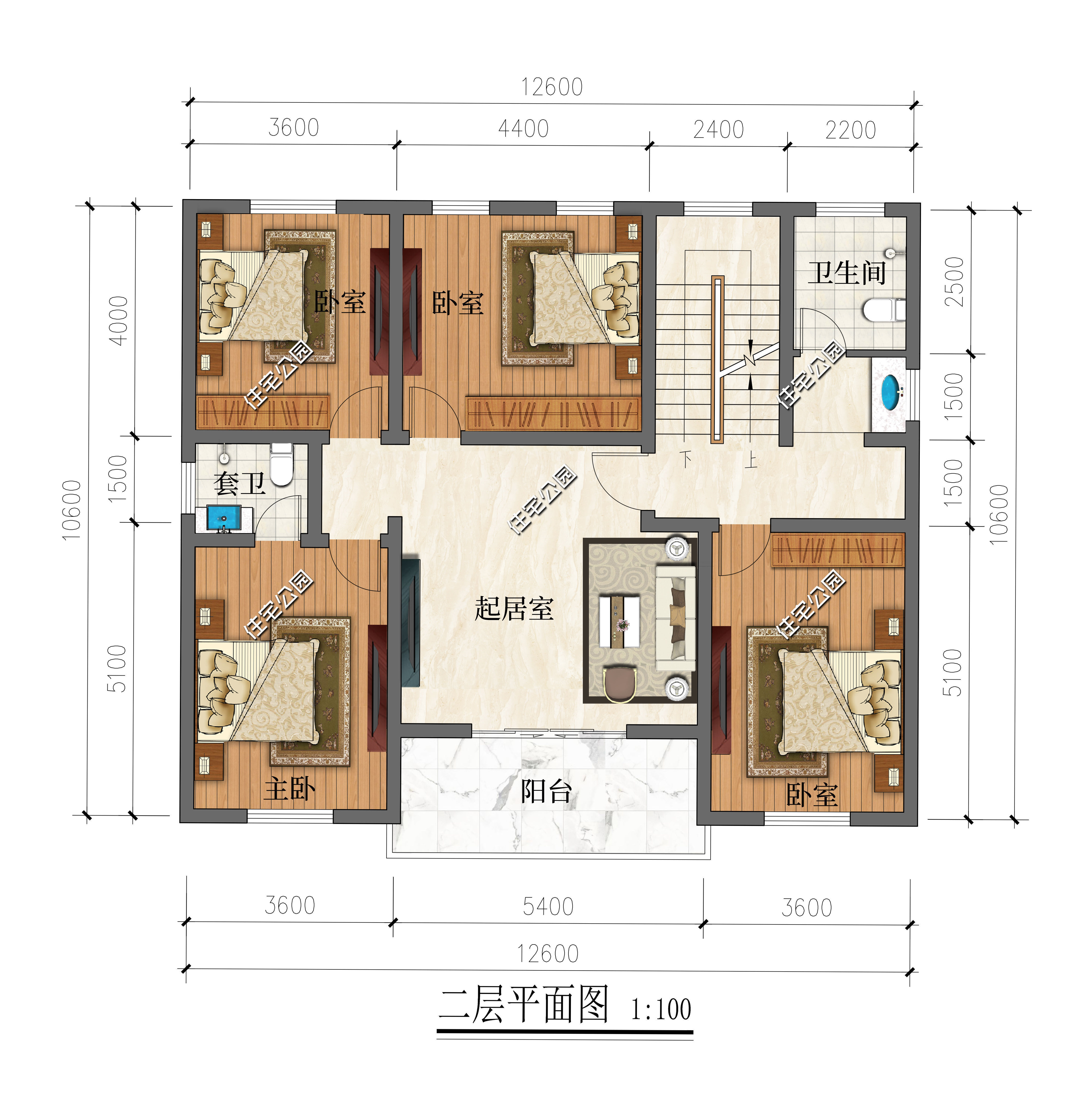 起居室|12×10米三层别墅，为数不多的平屋顶中式别墅，实用又方便