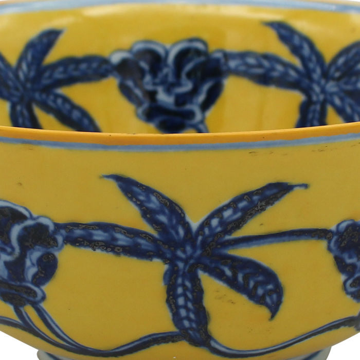 精品赏析 黄釉青花秋葵碗 快资讯