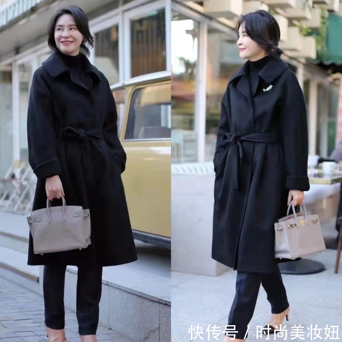 穿搭|见过世面的女人,大衣很少配打底裤,看50岁妈妈的搭配,高级大气