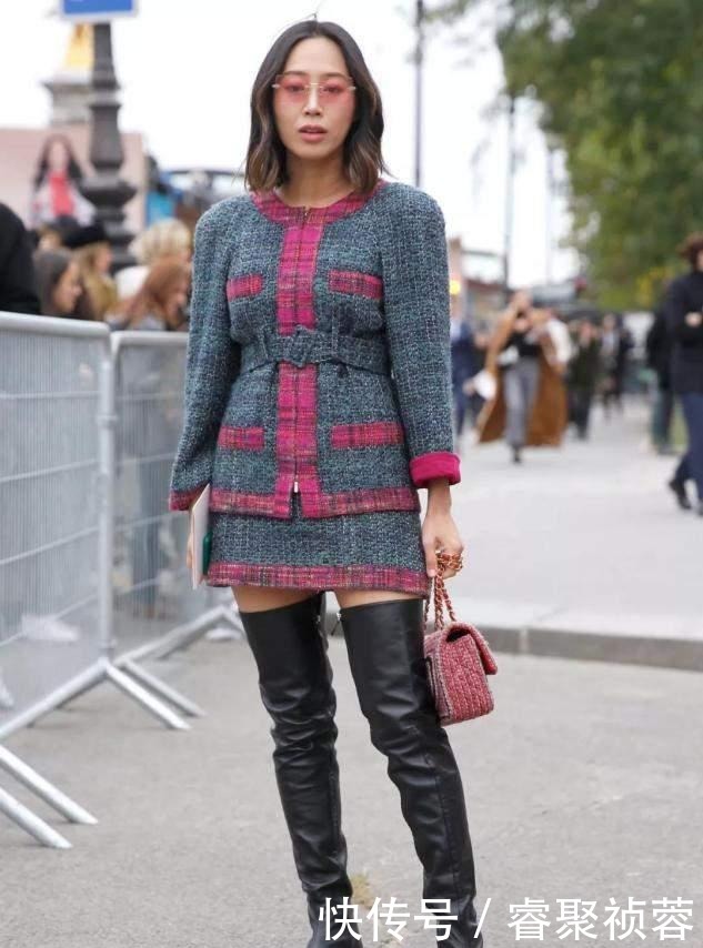千鸟格|今年秋冬,一定要有一件“毛呢裙”,搭羽绒服时髦不说,特显气质
