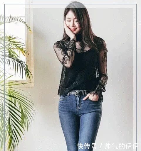 牛仔短裤 小姐姐紧身牛仔裤穿着优雅,搭配简洁,显得更时尚、更美观