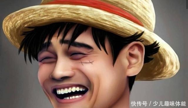 将姚明的笑容结合到路飞的发型以及带上标志