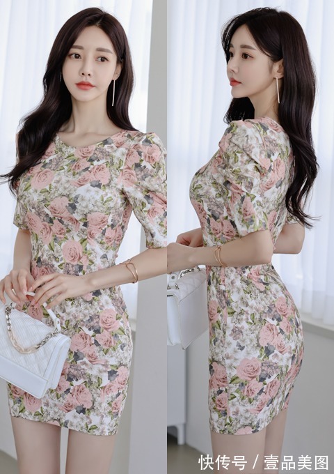 时尚搭配|女神孙允珠的时尚搭配:流亭幽兰翡翠叶绿蔷薇碎花裙