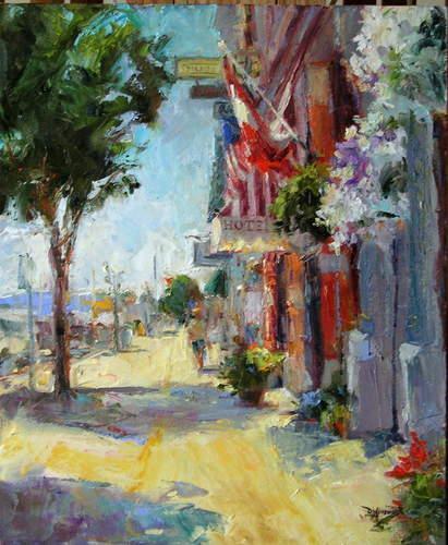 塔尔萨大学&窗外的景色 浓郁的色彩，戴安娜·恩斯沃思的风景油画