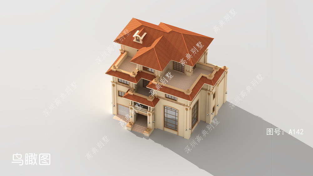 欧式|这款欧式农村别墅，橙色的屋顶吸引人的目光，清新别致。