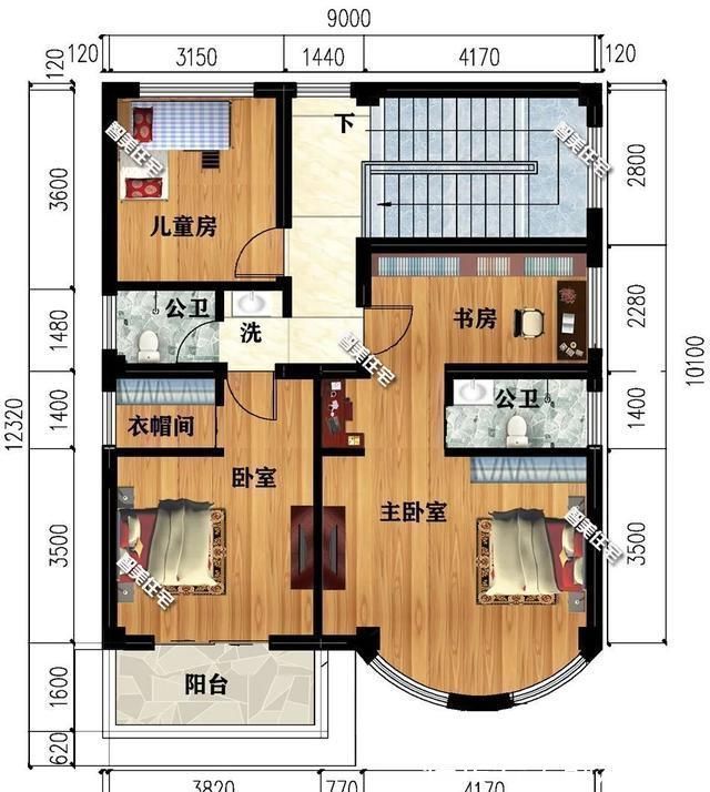 主卧室|带架空层设计的四层别墅，第一栋宽9米，造型照样大气