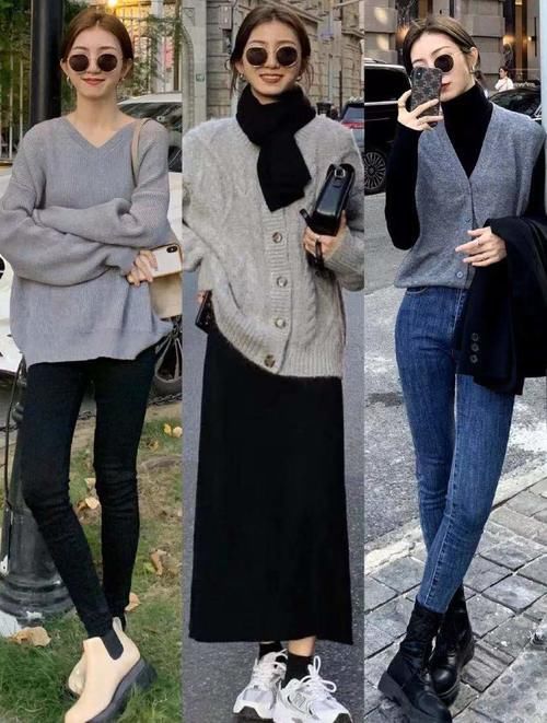 韩国街头的美女都爱的穿搭，大地色系毛衣百穿不腻，经典简约！