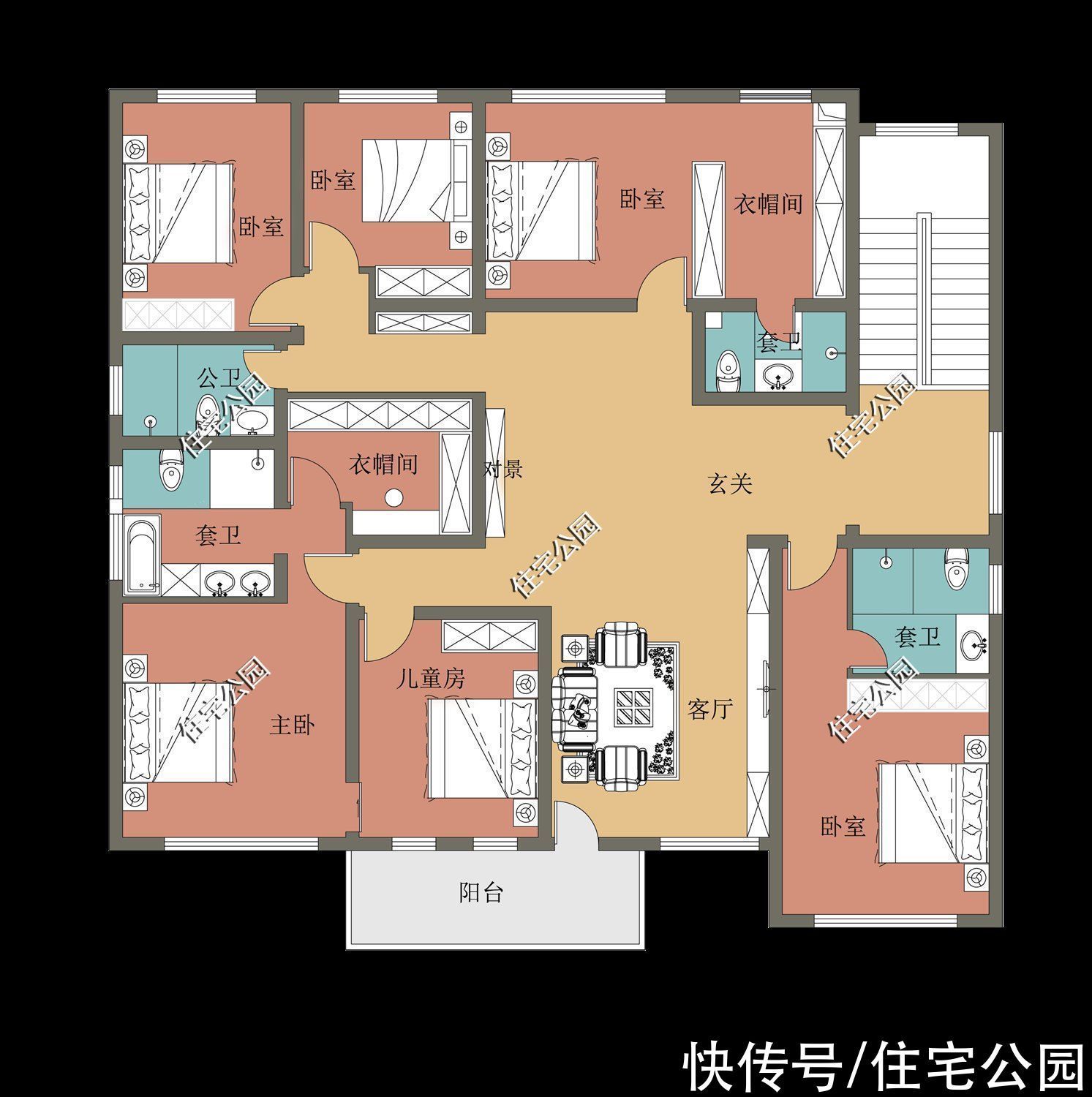 占地尺寸|2020年排名前十的10套二层户型图,尤其是第六套,谁看了都满意