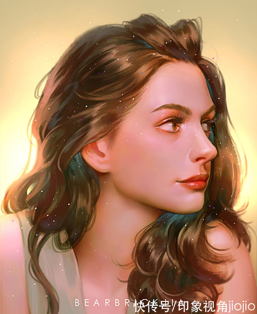 超现实主义|如星辰大海般的梦幻少女插画，高光亮眼的配色太绝了