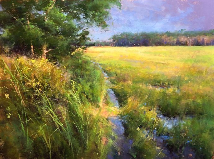 美国#美国艺术家阿奎尔柔和的风景油画,画里充满了阳光温馨美好