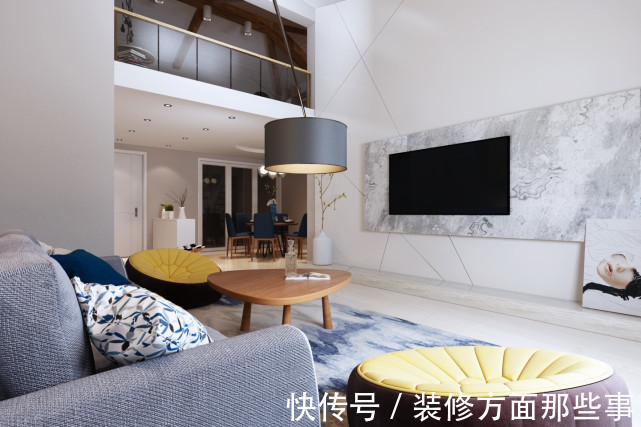 收纳|165平现代风三居室,将开放式书房放在楼梯下边