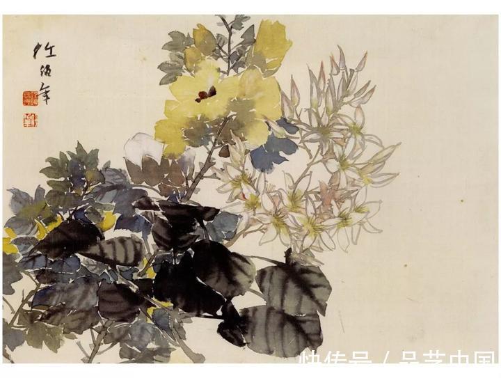 吴昌硕@任伯年的小品,色感十足