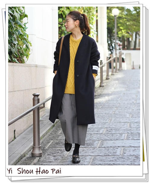  外套|适合40岁女人的无领大衣外套搭配示例！显简洁提气质