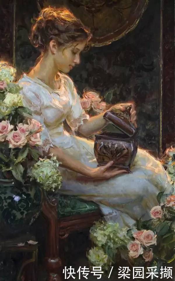 光影|油画里,光影中的美女,一美千年!