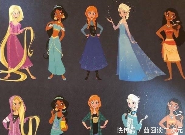 公主裙|迪士尼动漫里的公主脱下公主裙后，日常都穿什么？绝对的休闲