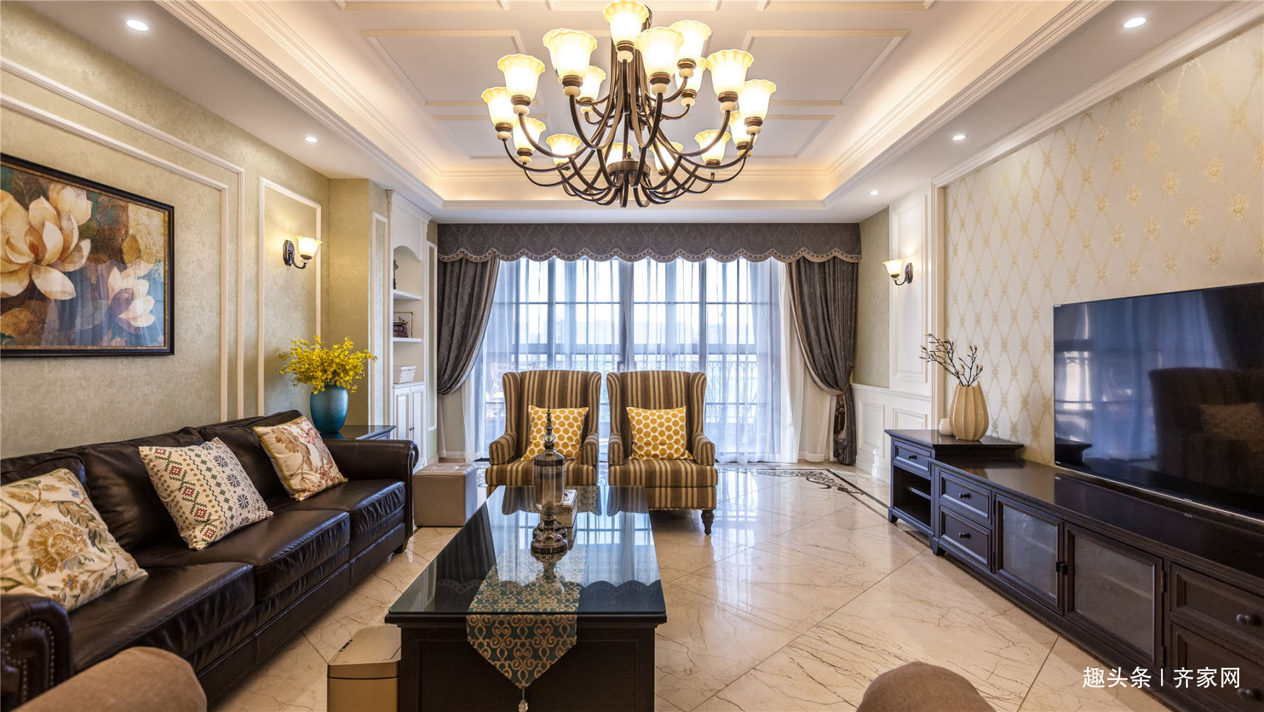 美式|美式风格四居,儿童房采用娴熟的自然分割法,整体和谐温暖!