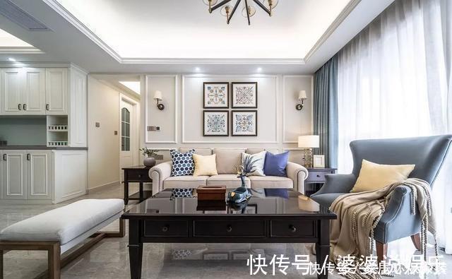 背景墙|120㎡三室改四室,看起来比140㎡的还要大,经典美式风格太好看了