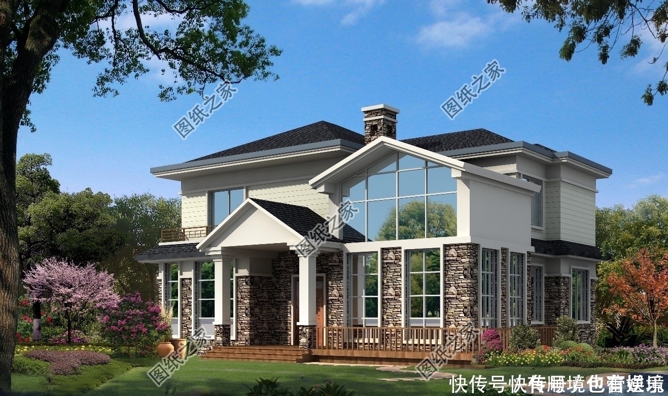 书房|150平米左右二层别墅设计图,农村别墅这样建,城市楼房一样好看