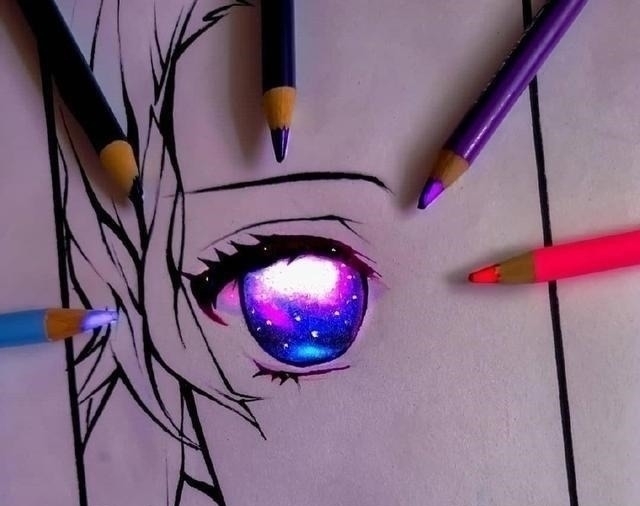 富冈义勇|绘画大佬笔下的《鬼灭之刃》,普通彩铅绘制的眼睛,仿佛开了特效