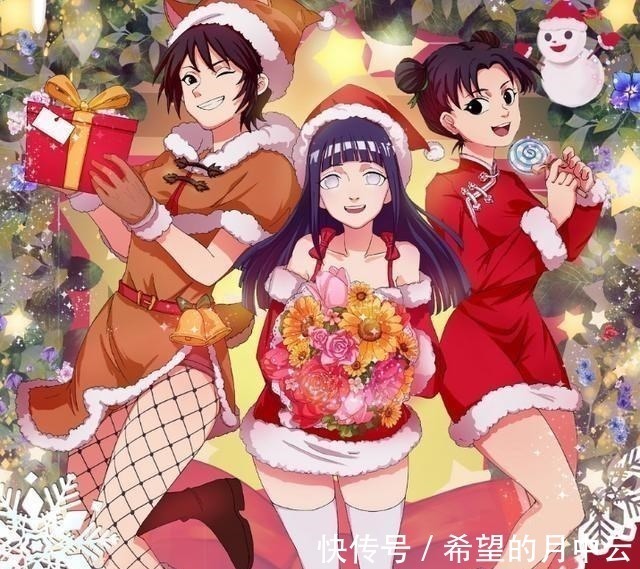 圣诞版|美女火影圣诞装COS,白袜雏田VS裸足天天,可爱还是敌不过性感