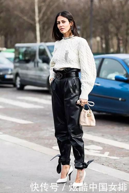 今年流行针织衫+纸袋裤，时髦优雅，怎么穿都好看！