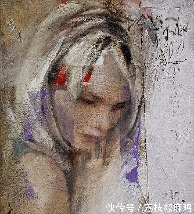 笔触$粗犷的笔触诠释女人另类的柔美与性感,让视觉炸裂的大触油画神作
