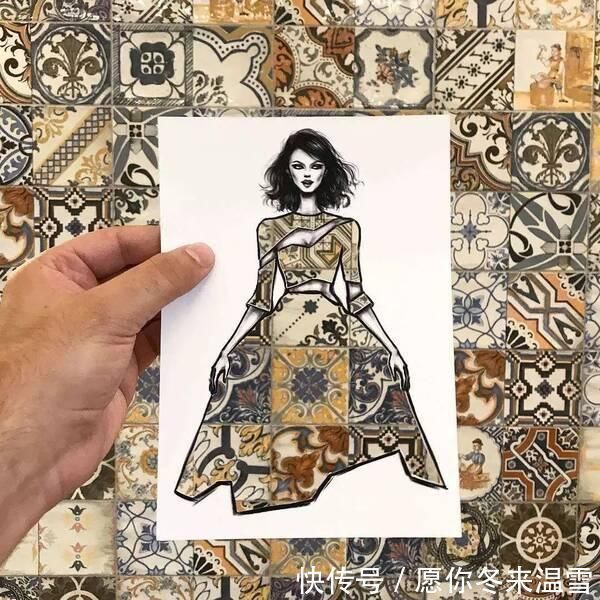 印花!这才是灵魂插画师!手绘图只画一半也惊艳,这衣服效果比高定还美