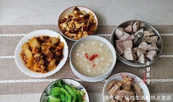 酒酿圆子|三人午餐,半小时备好上桌,6道家常菜肴,米饭也省下了