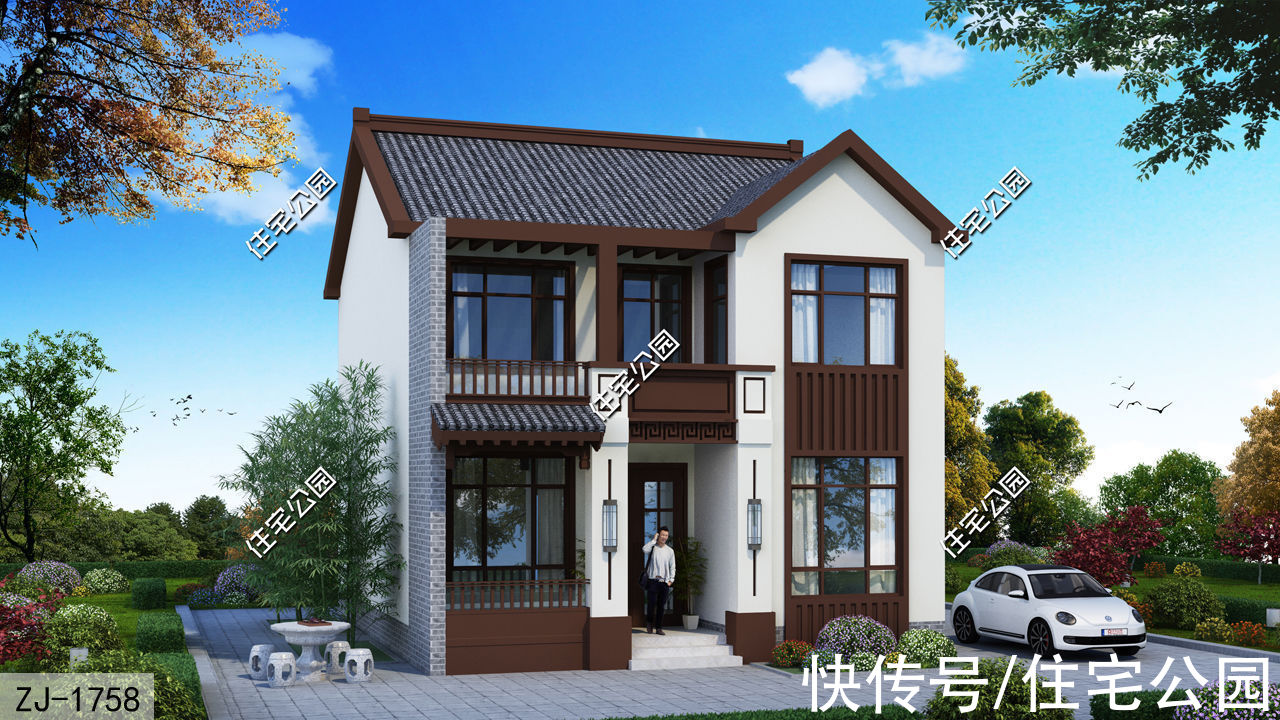 小知识|9×11米占地不足百平，自建4室2厅新中式住宅，简单舒适好生活