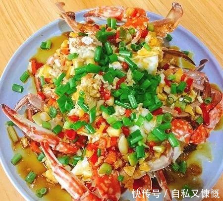 美味|家常菜, 葱油梭子蟹做法, 美味营养