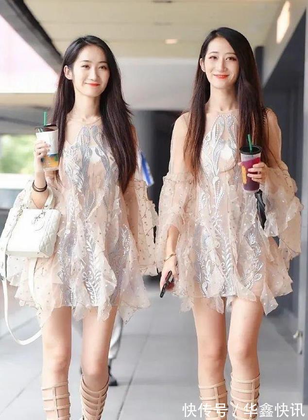 小姐姐|双胞胎姐妹搭配风格魅力四射,泡泡袖网纱连衣裙,又纯又欲