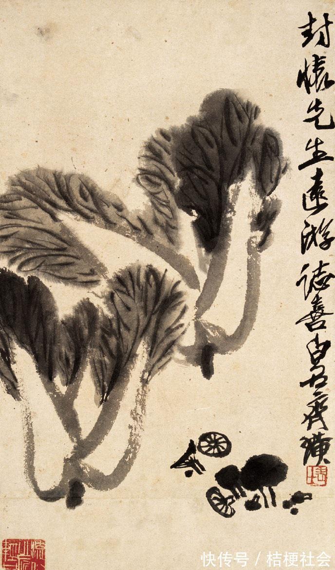 绘画#齐白石画白菜,上面一只蚱蜢价值300万,让作品增值10倍