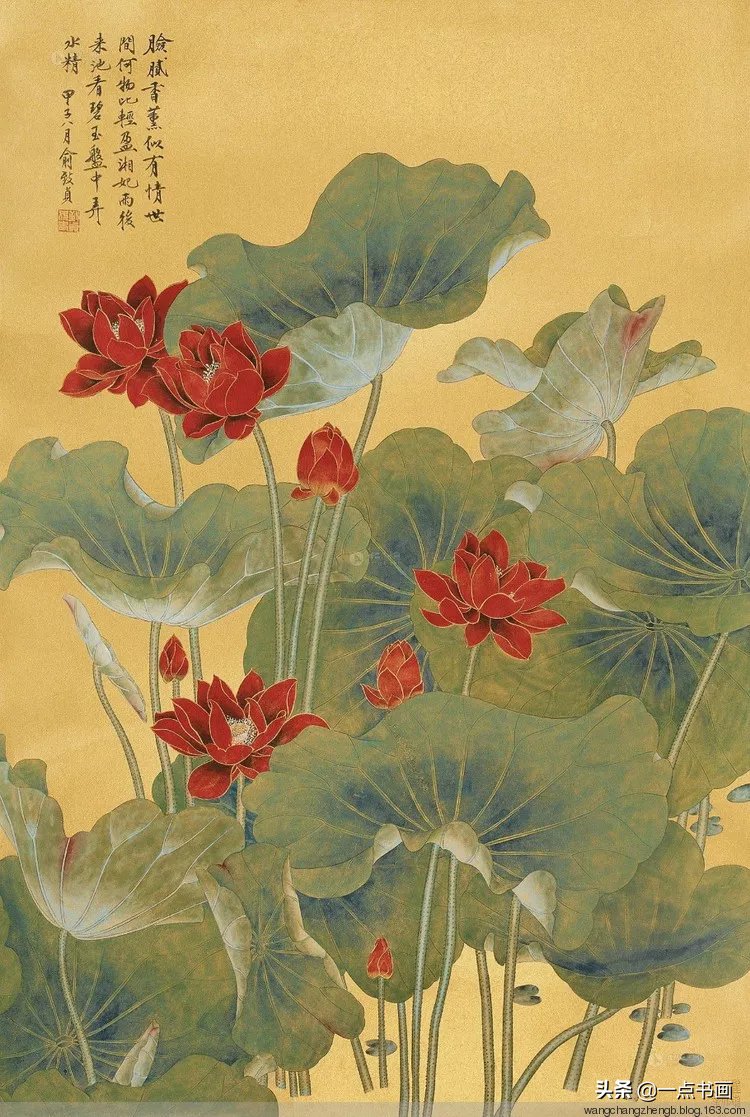 芙蓉#俞致贞 画荷，芙蓉出水，风情无限