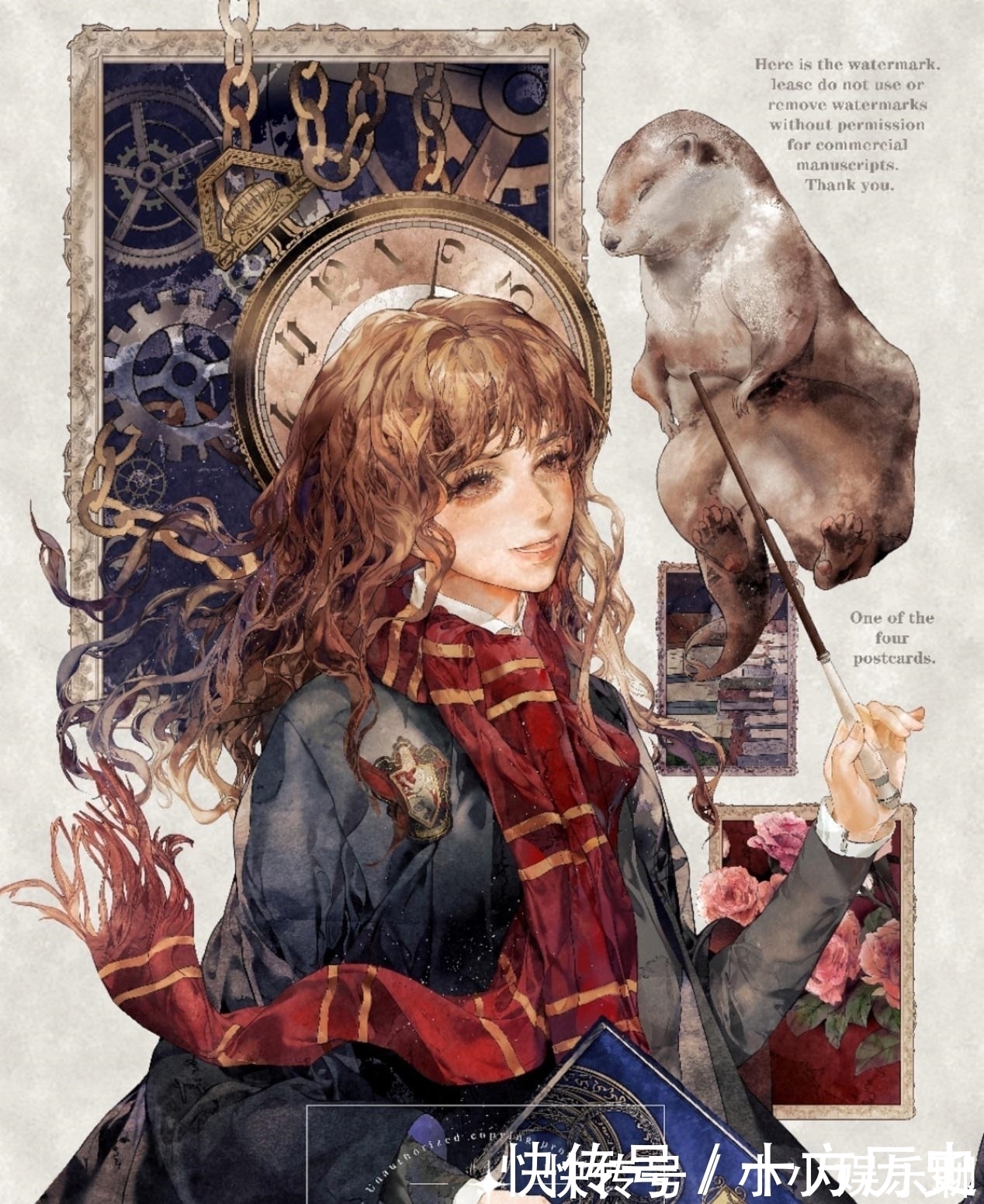 哈利·波特|画师绘制《哈利波特》同人，赫敏复古英伦风，马尔福充满贵族气质