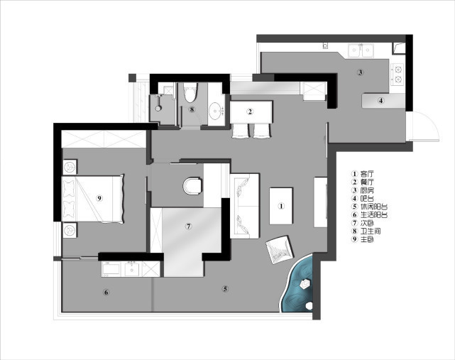 吧台|89平日式风二居室,将吧台柜子变成鞋柜,与开放式的厨房互动