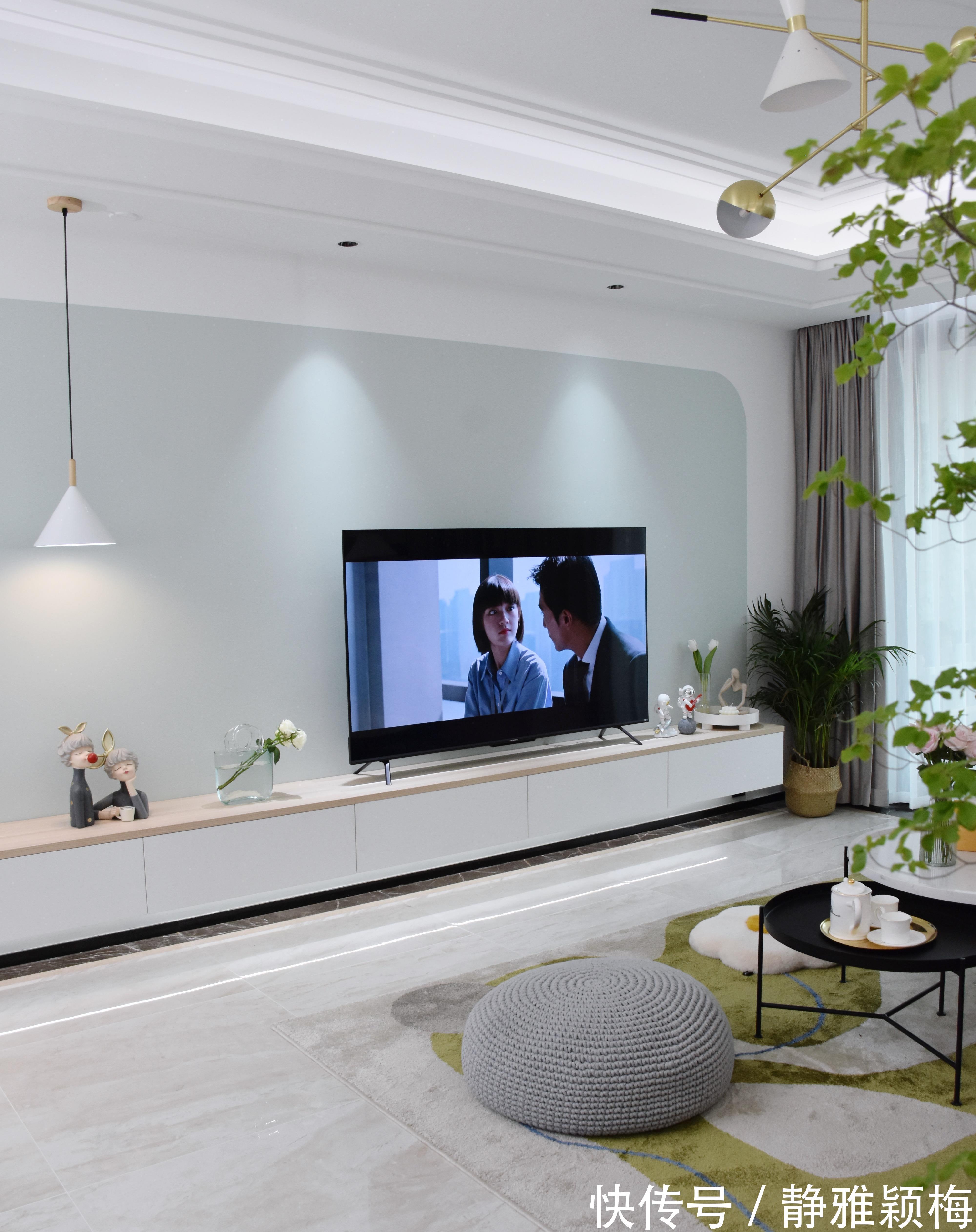 电视柜|房子装修，我家极简电视背景墙设计！附上电视推荐