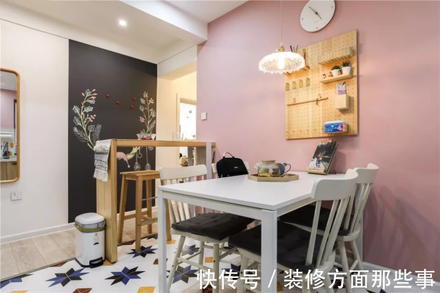 有情调感|60平北欧风装修设计,玄关走廊和餐厨之间还有吧台和小黑板