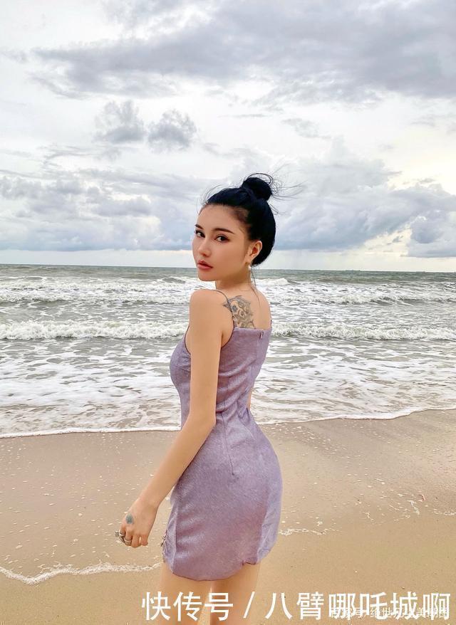 紫色吊带包臀裙穿出女神范