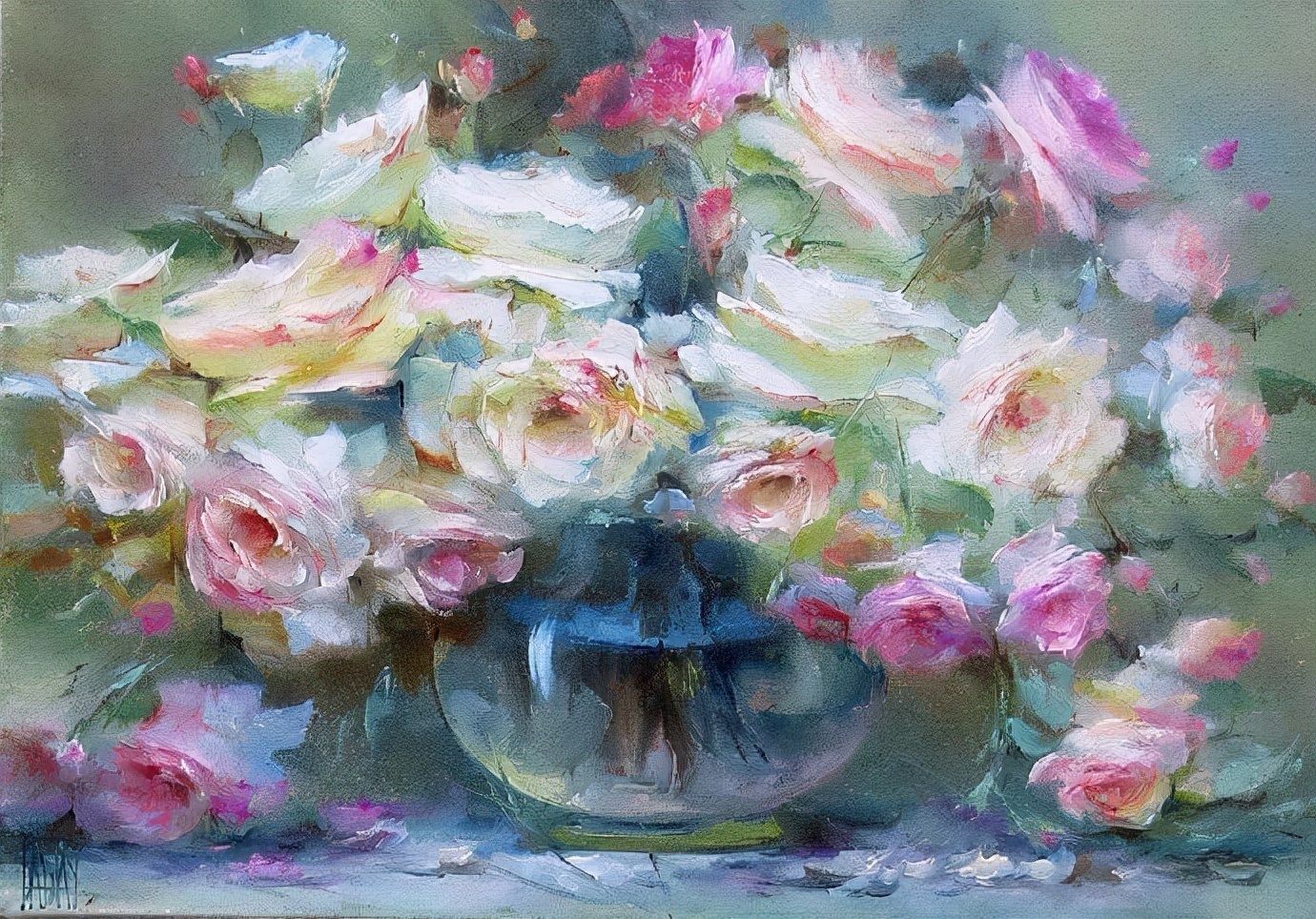 vladimir!俄罗斯画家弗拉基米尔· 巴比奇把花束画得如此之美,妖艳