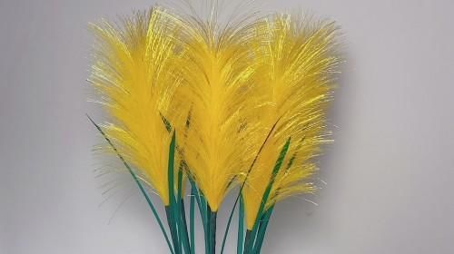 金黄色|紫色丝带芦苇花火了,试着给金黄色的丝带抽个丝,成品也很赞